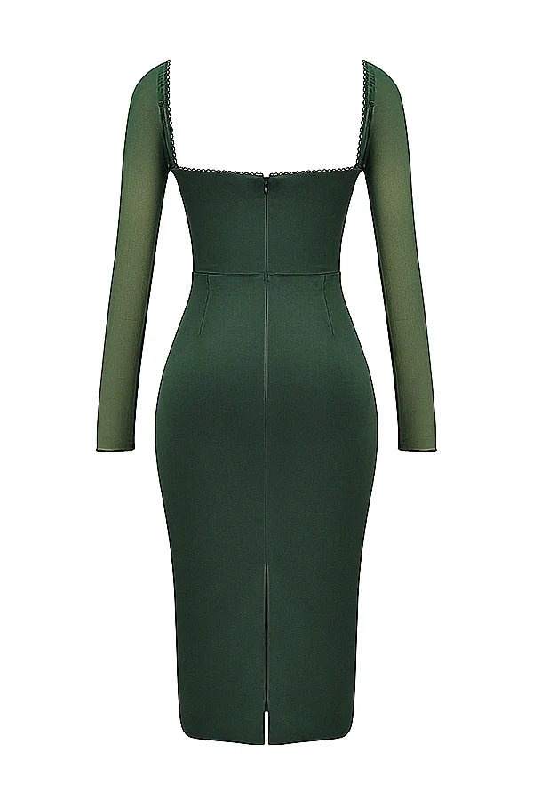 emerald green midi dress