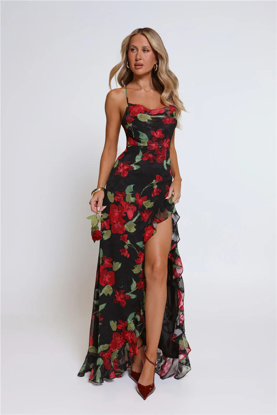 Riviera Sunset Maxi Dress Black
