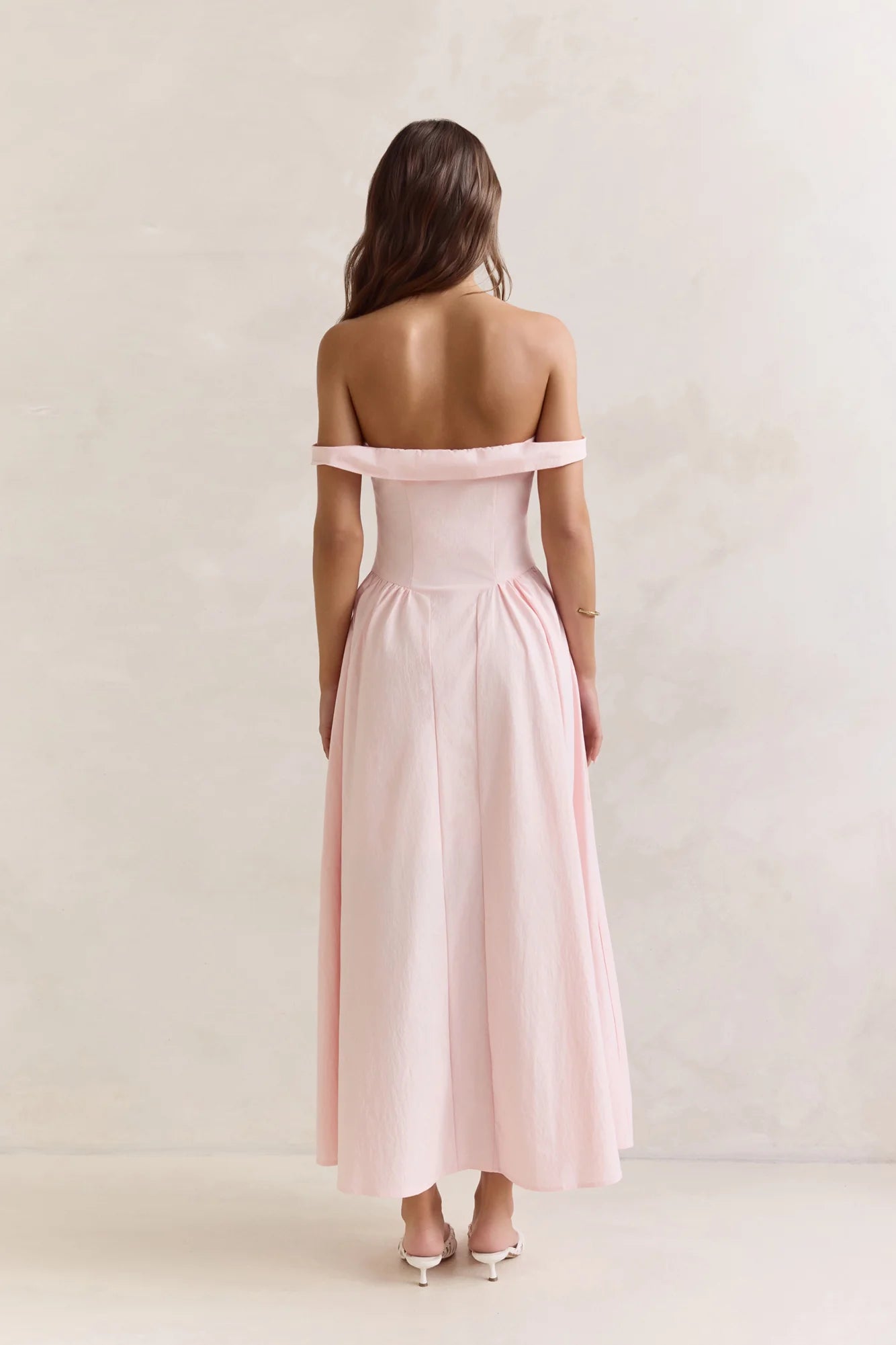 Memory Of Fate Off Shoulder Maxi Dress Pink