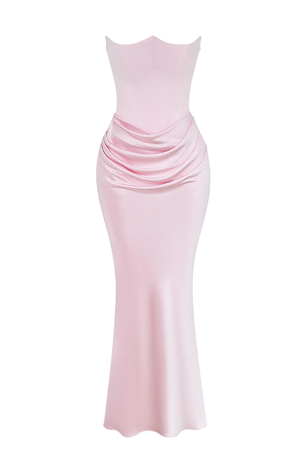 rose shadow strapless corset maxi dress