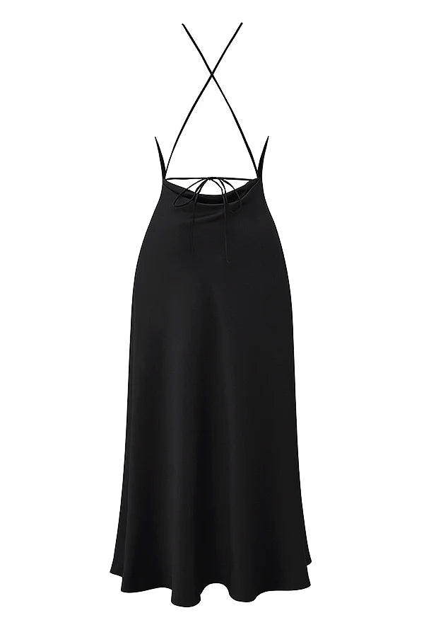 black thigh slit maxi dress