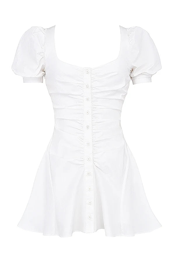 white puff sleeve mini dress