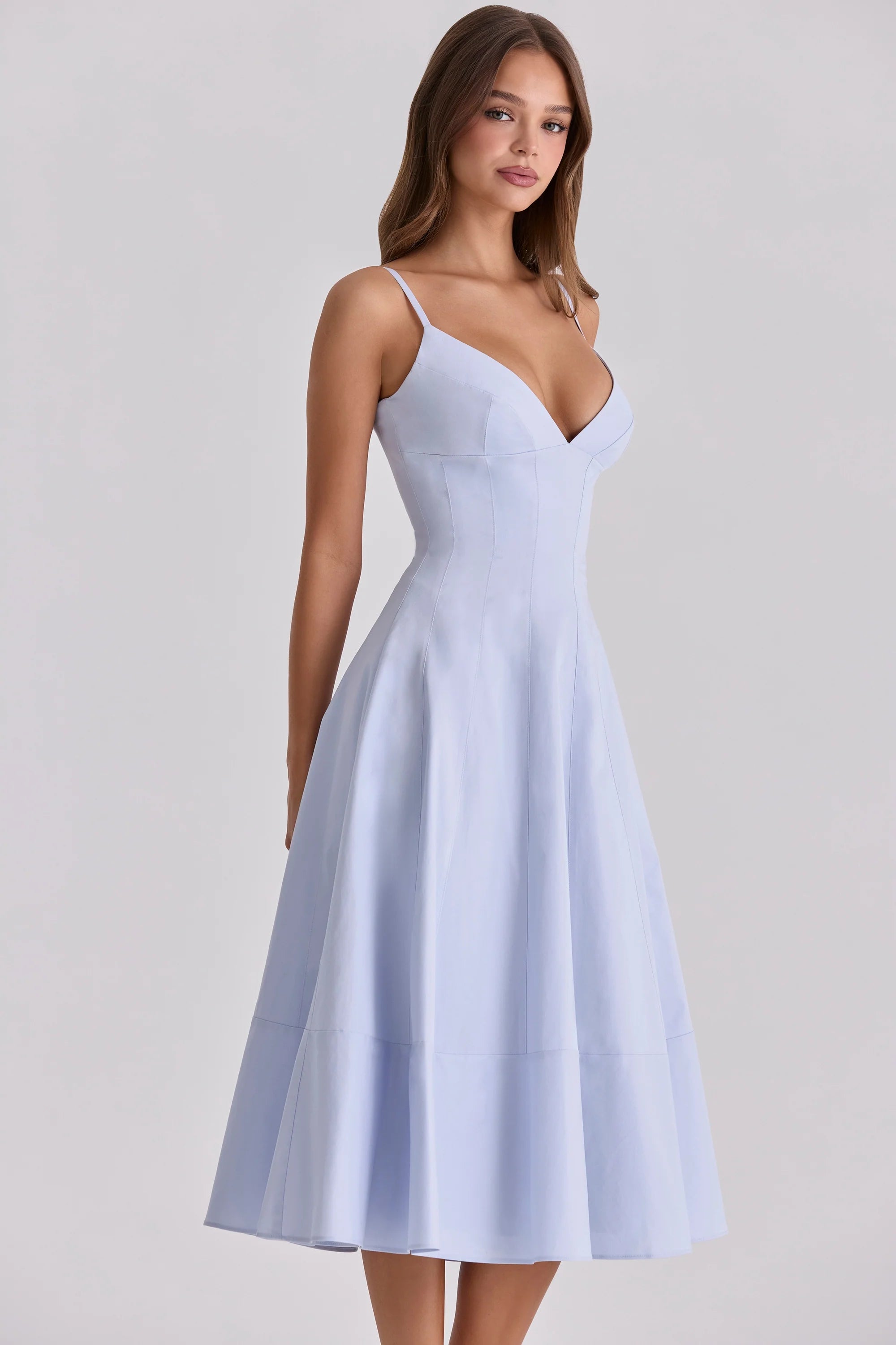 bluebell lace up cotton midi sundress