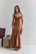 Eyes Of Night Satin Maxi Dress Copper