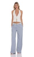 Wide Leg Linen Pants in Sky Blue
