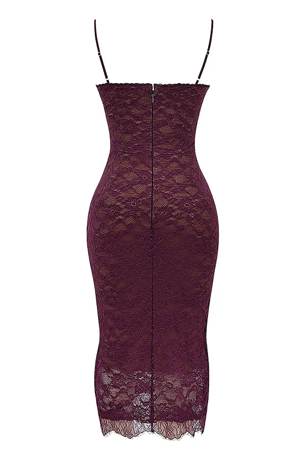 mulberry lace midi dress