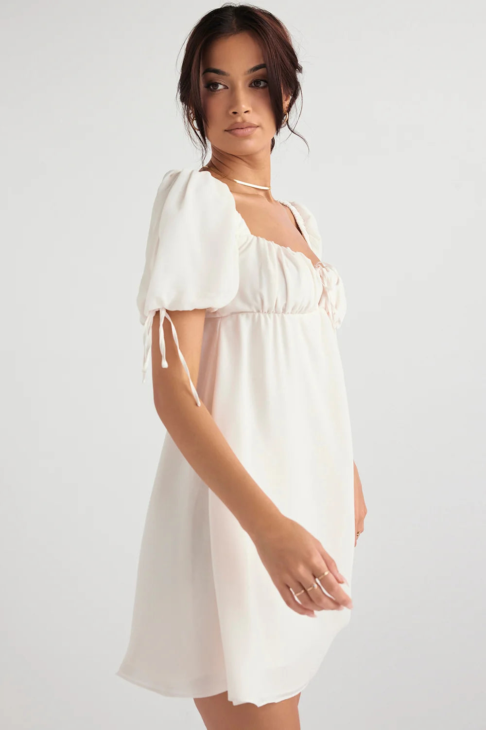 ivory georgette mini dress - sale