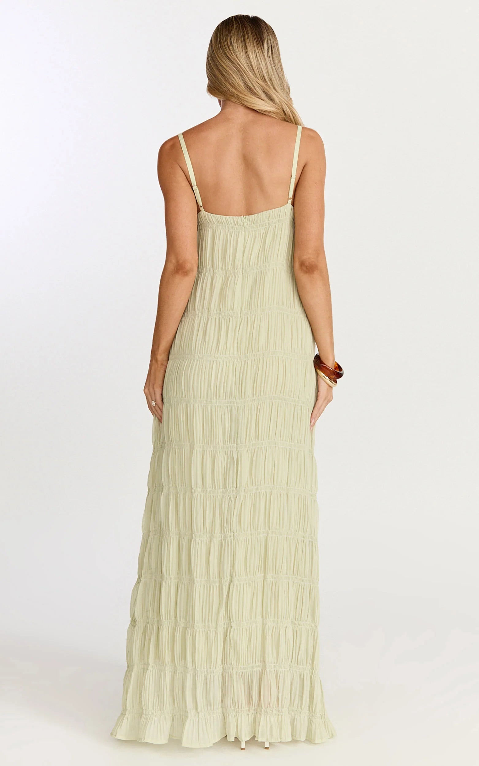 Cleo Maxi Dress - Textured Detail Dress in Sage